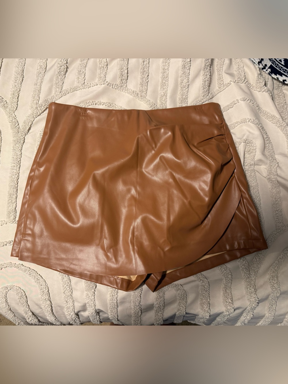 Faux Leather Brown Mini Skort